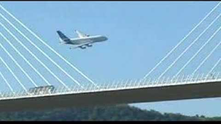World’s largest airliner overflies world’s tallest bridge